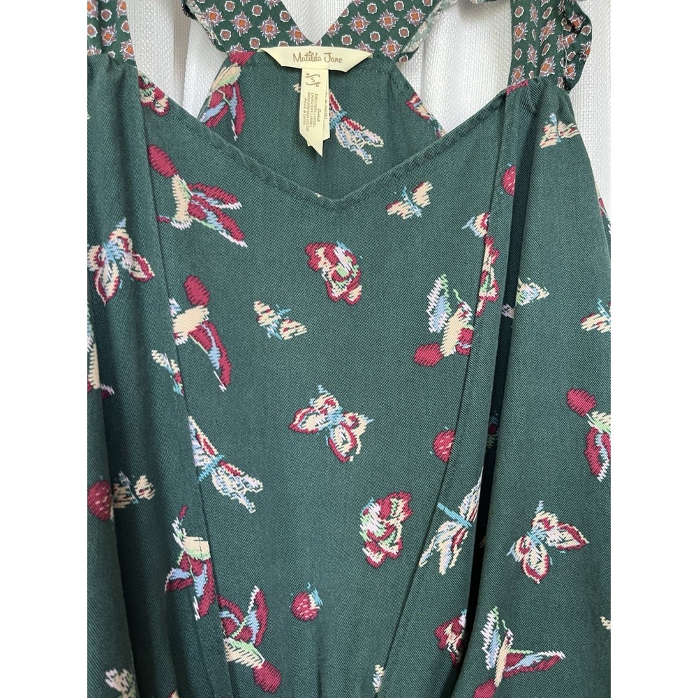 Women's Matilda Jane Evergreen Dream Jumpsuit Romper Tank Green Birds Small - Picture 5 of 11